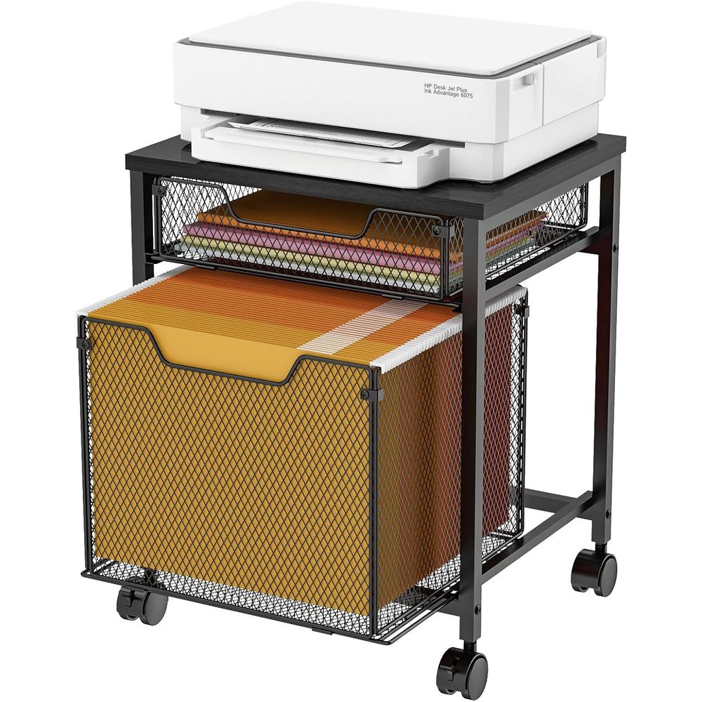 Rolling File Cart - Rolling Cart, Printer Stand with Storage,