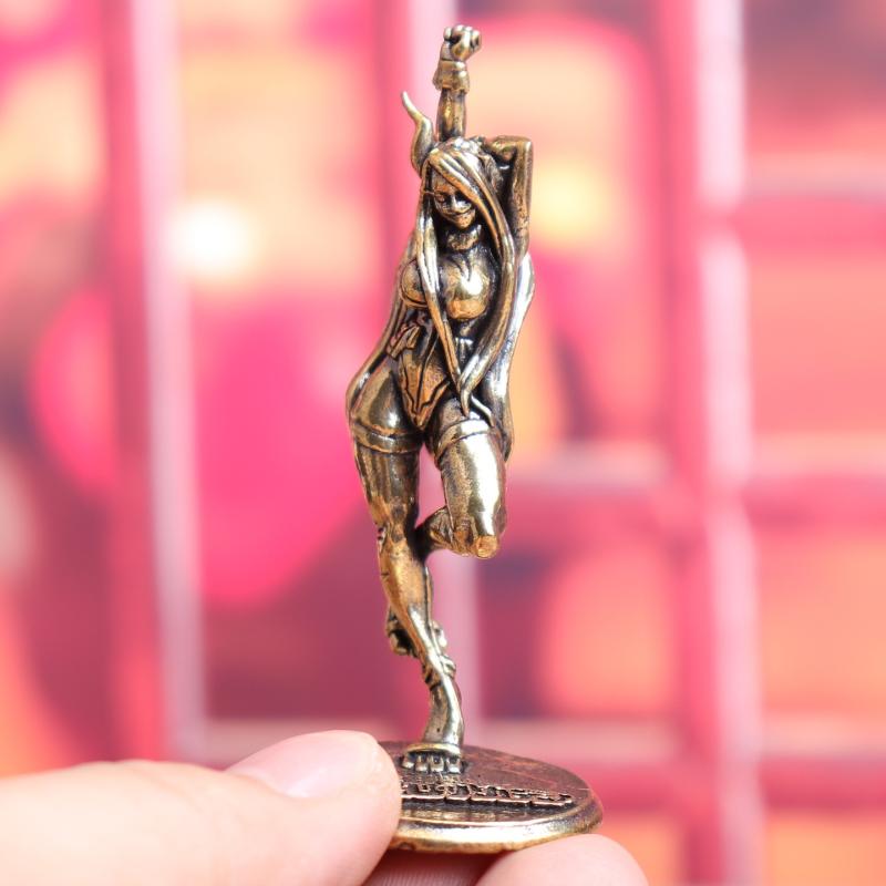 Home Office With Bookshelves - 1PC Vintage Brass Beautiful Lady Cat