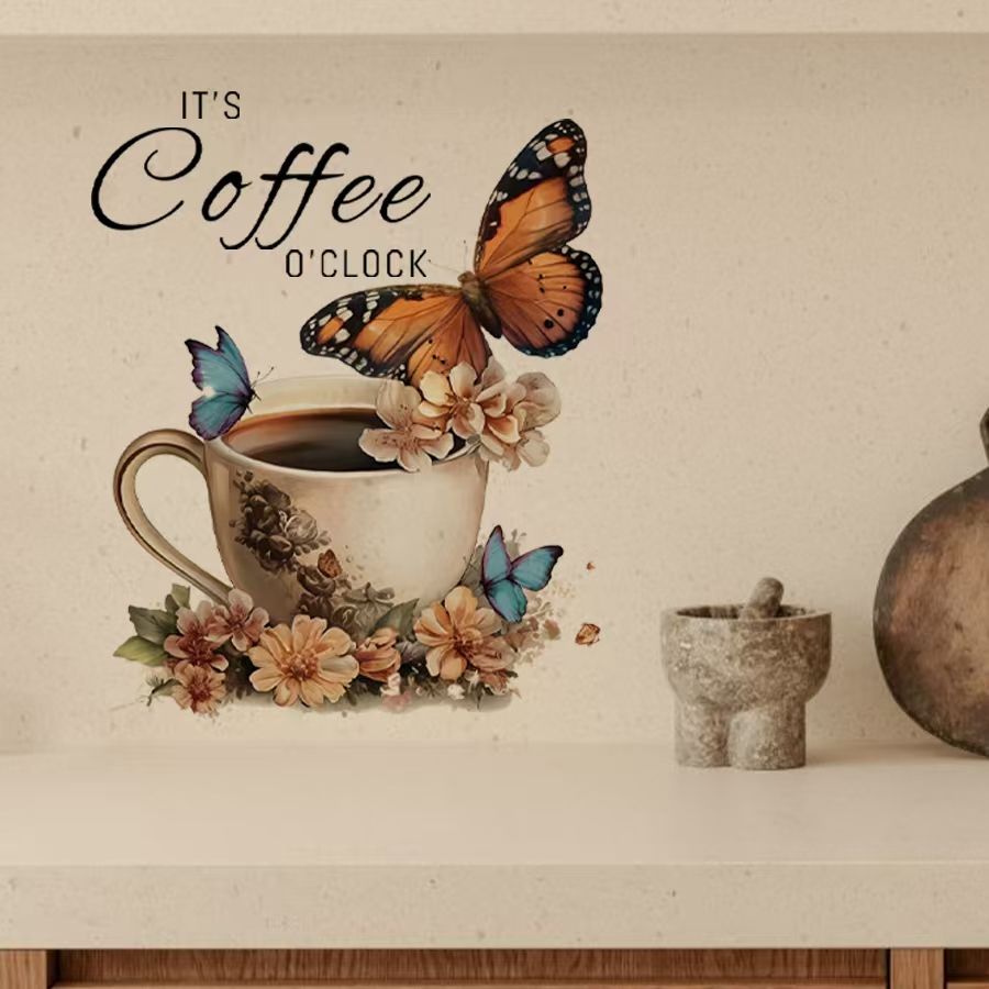 Home Office Backdrop - IT's Coffee O'Clock Creative PVC Stickers