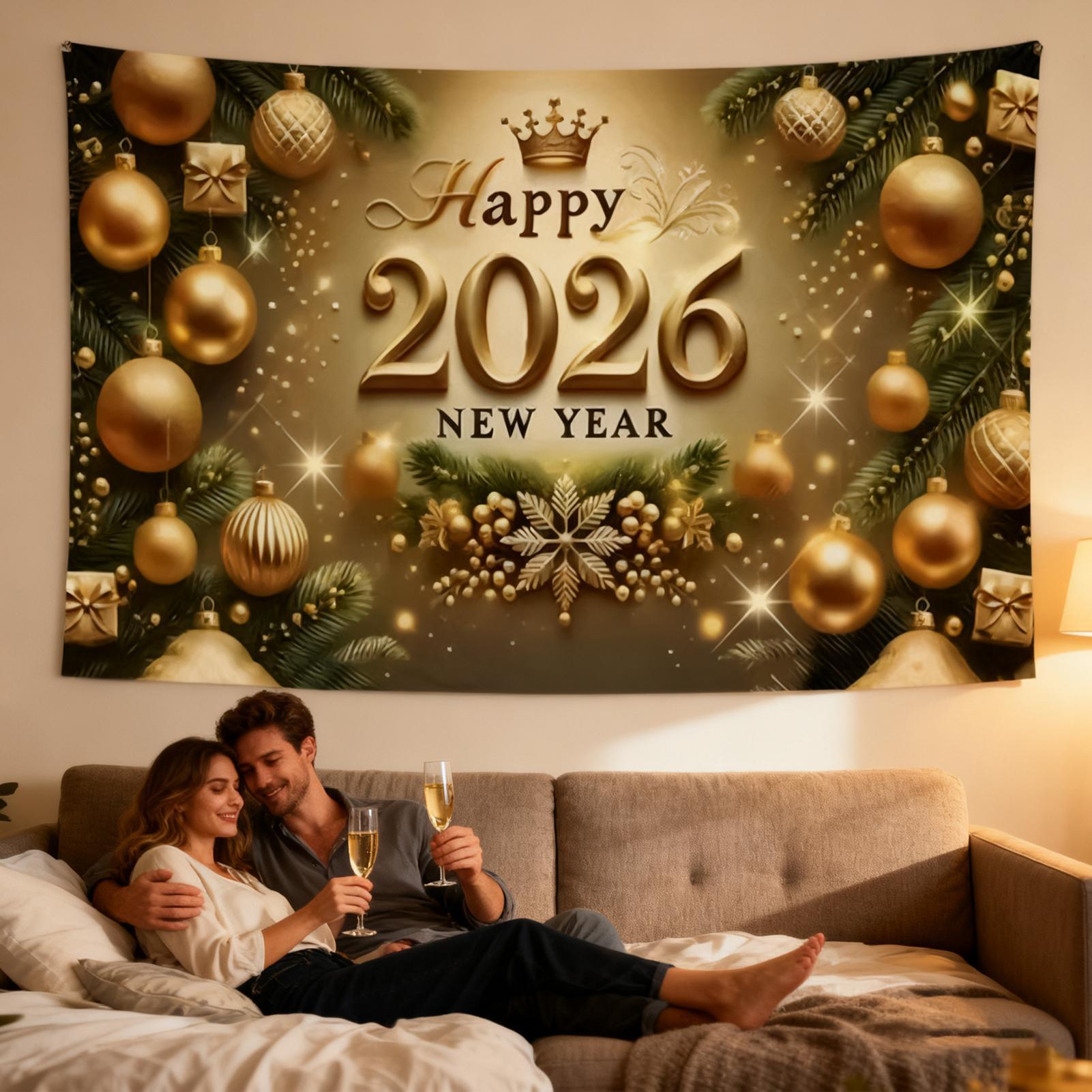 Home Office Backdrop - Happy New Year Banner 7x5 Ft