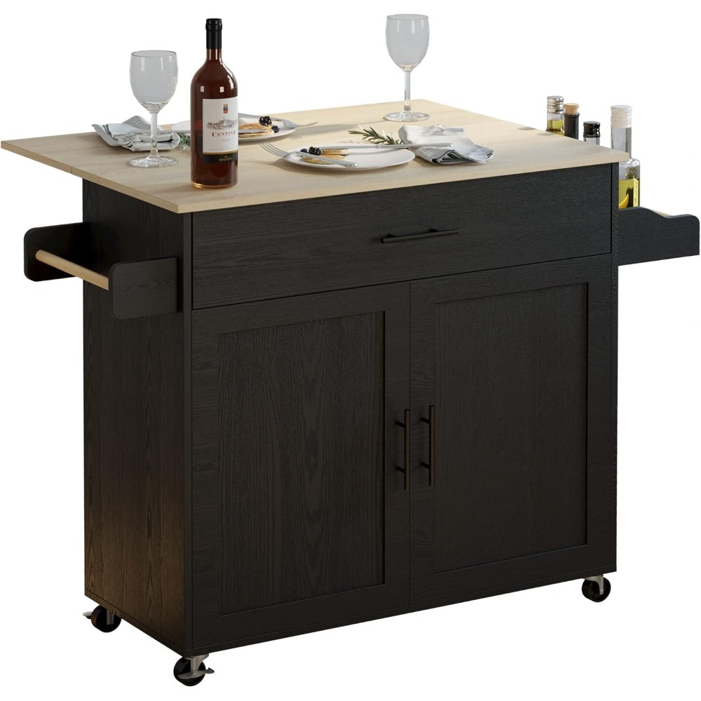 Rolling File Cart - Rolling Kitchen Island Cart with Drop