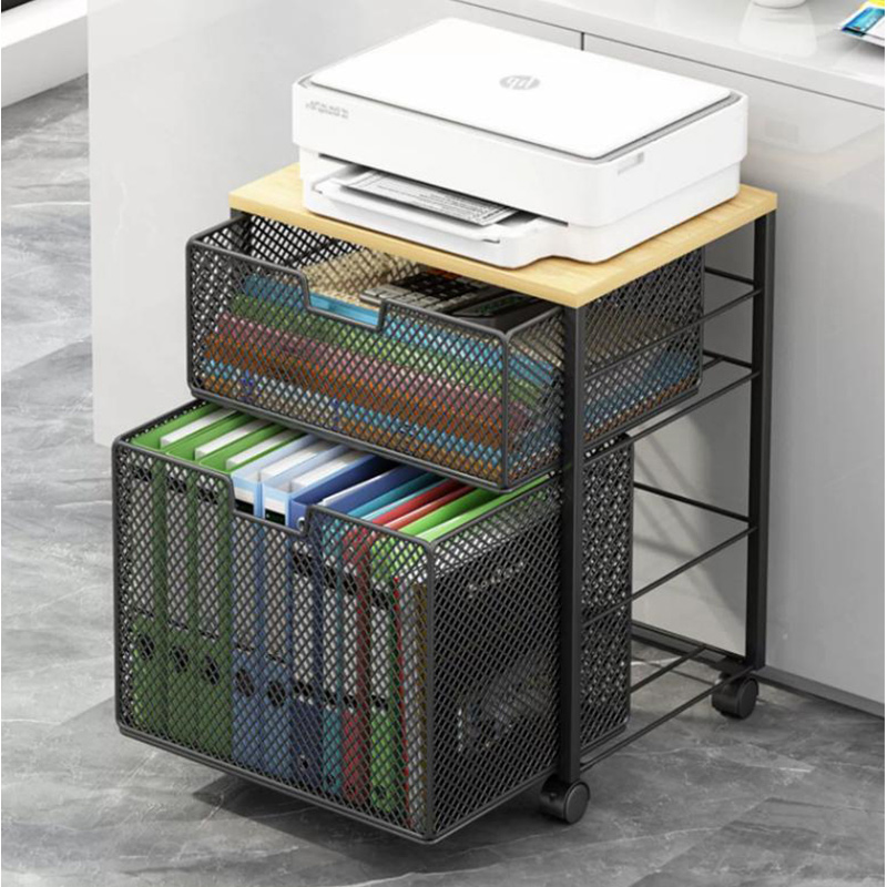 Rolling File Cart - Multi-Tier Printer Stand Organizer Space-Saving Desktop