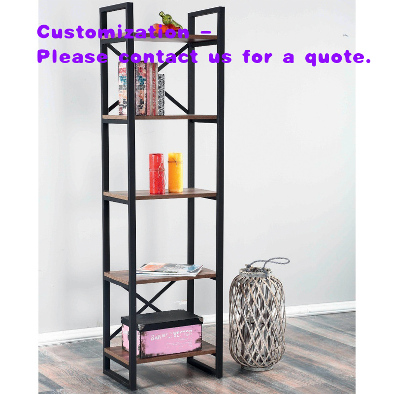 Home Office With Bookshelves - custom.Modern Industrial Metal Frame Wooden Bookshelf