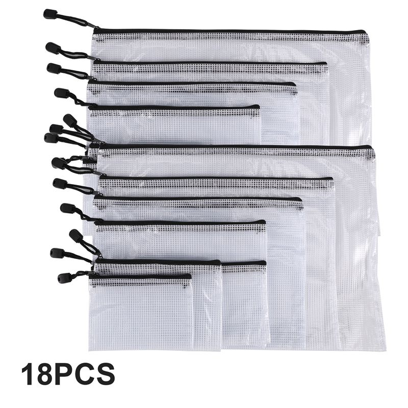 Home Office Bagas - 18Pcs Mesh Zipper Pouch Document Bag,