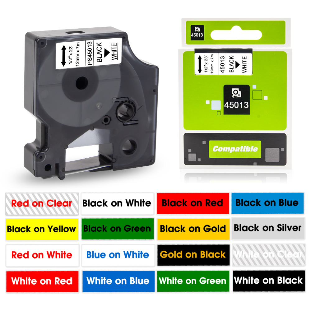 Label Maker Machine - 45013 Nhãn Băng Đen Trên Trắng