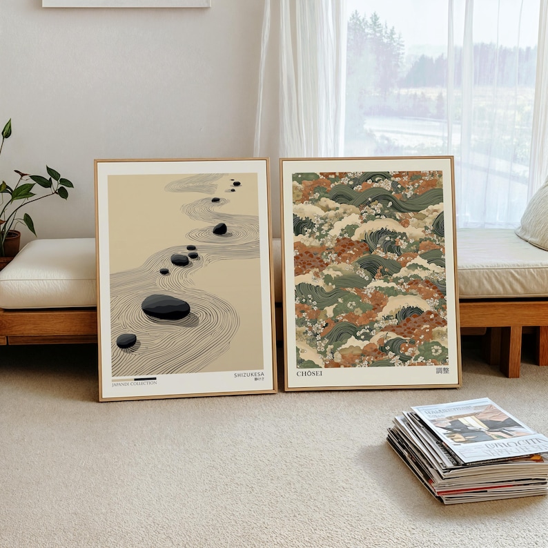 Home Office Japandi - 2pcs Japandi Zen Canvas Wall Art