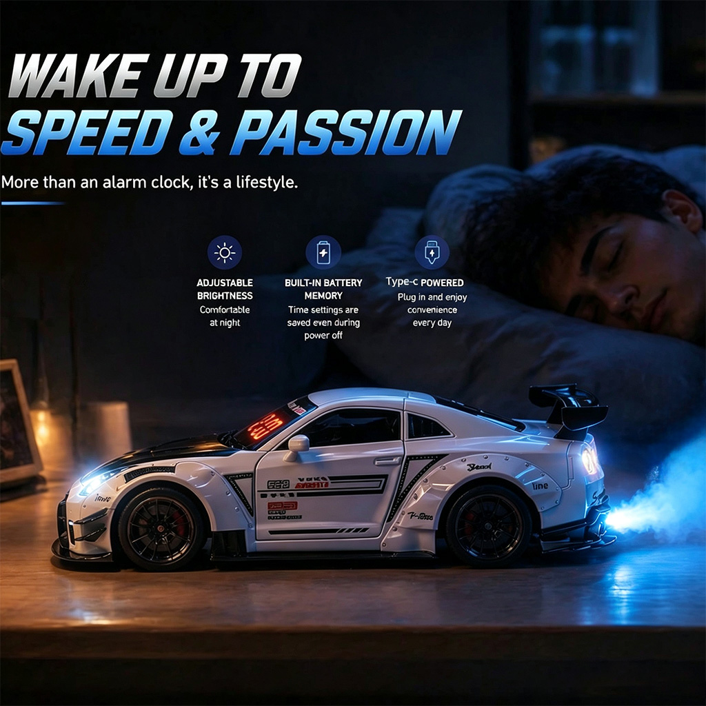 Led Desk Clock - 1PCS Rechargeable Hypercar Model Alarm Clock,