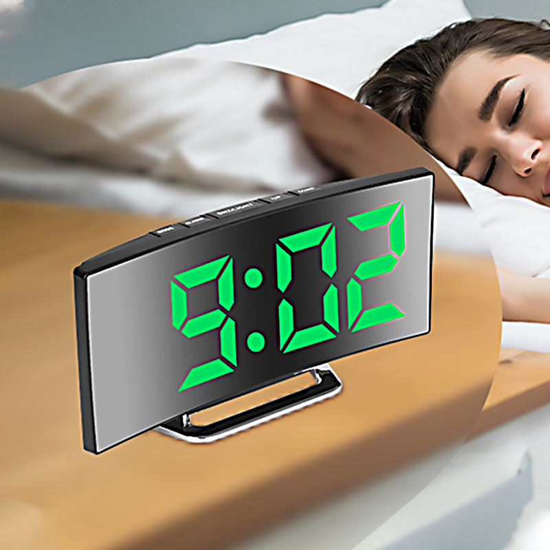 Led Desk Clock - LED Digital Alarm Clock Curved Screen