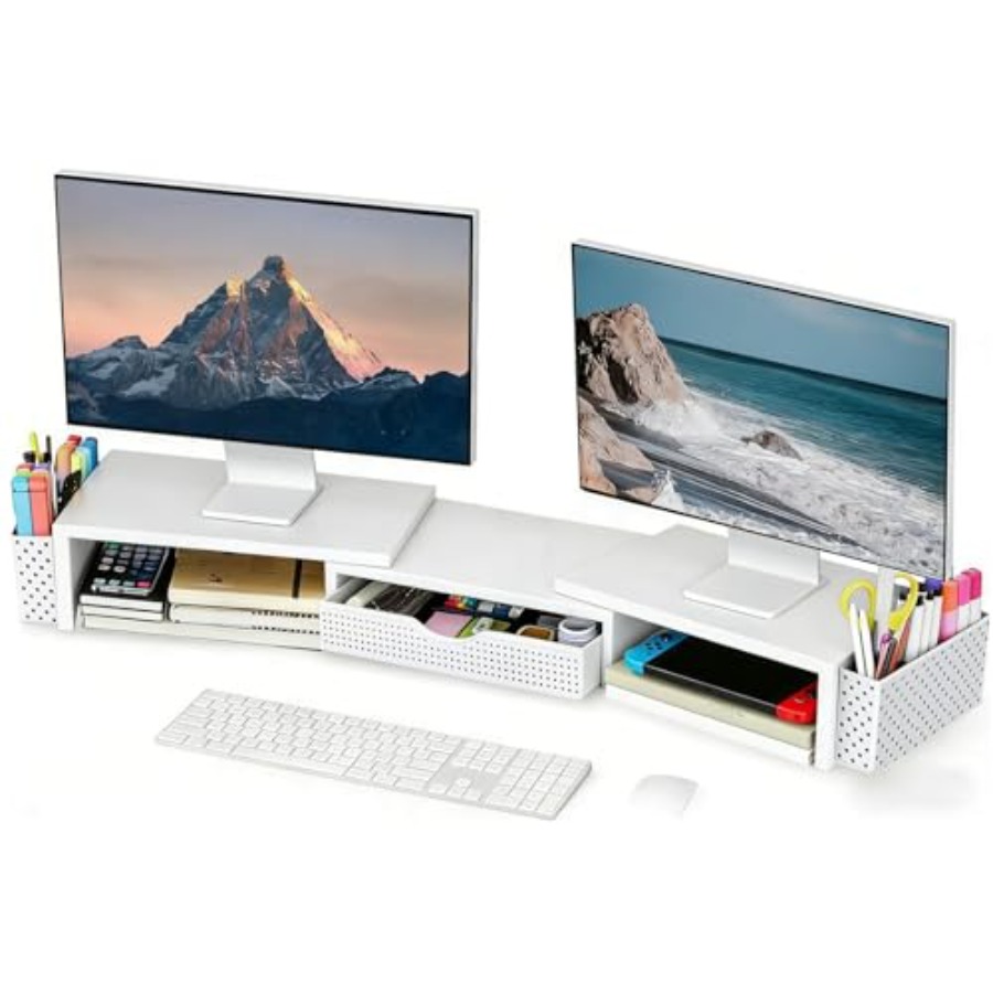 Monitor Riser Stand - Metal Desk Organizers and Accessories, Dual