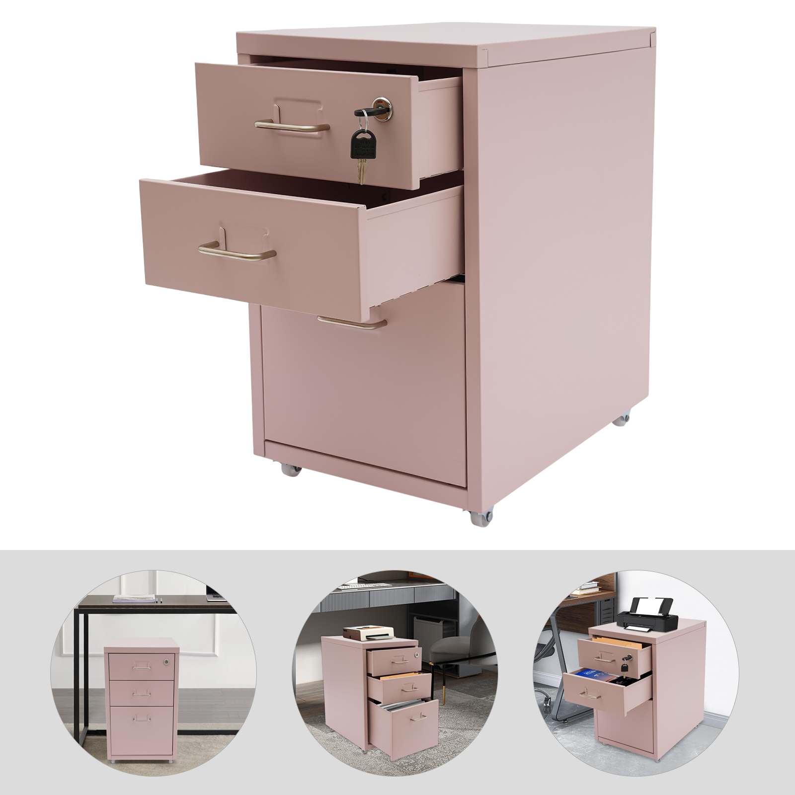 3 Tiers Rectangular Steel Vert - đánh giá và giá Rolling File Cart