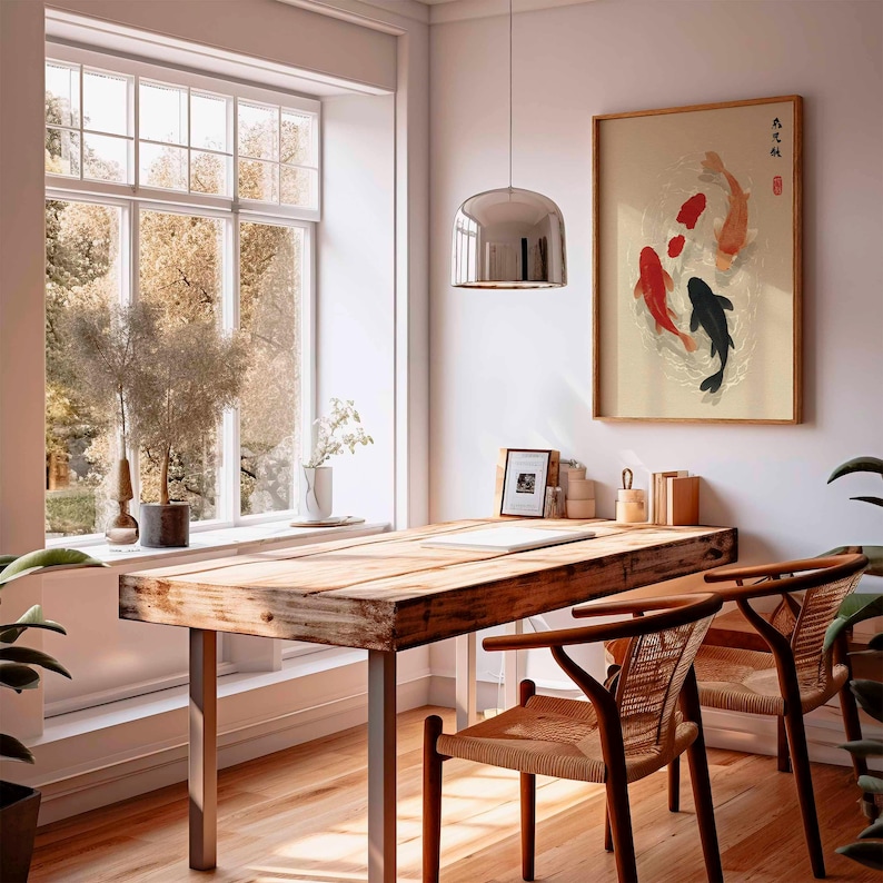 1pc Japanese Koi Fish Poster,  - đánh giá và giá Home Office Japandi