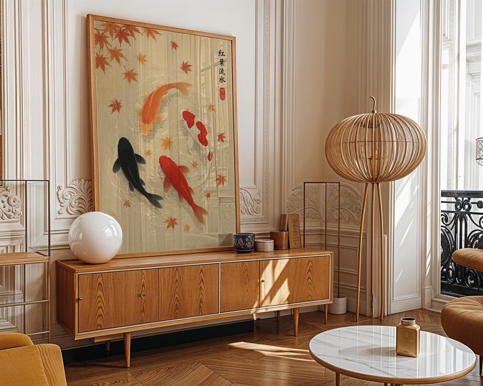 Japanese Autumn Leave Koi Fish - đánh giá và giá Home Office Japandi