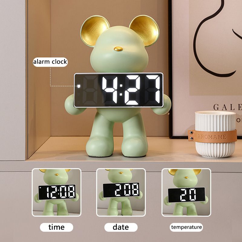 Nordic Creative Resin Bear Clo - đánh giá và giá Led Desk Clock