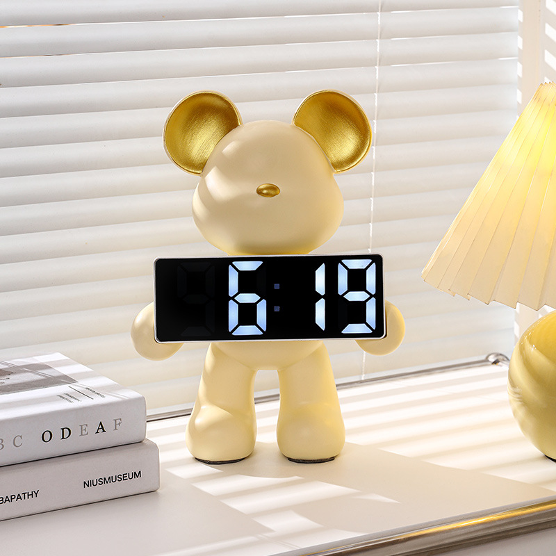 Nordic Creative Resin Bear Clo - đánh giá và giá Led Desk Clock