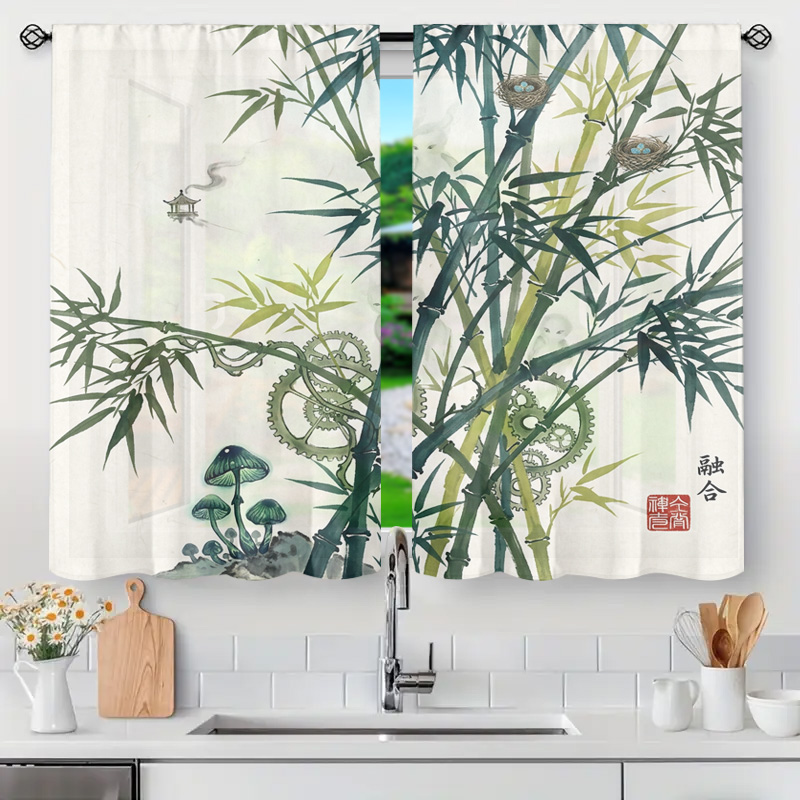 Decorative Bamboo Pattern Curt - đánh giá và giá Home Office Japandi