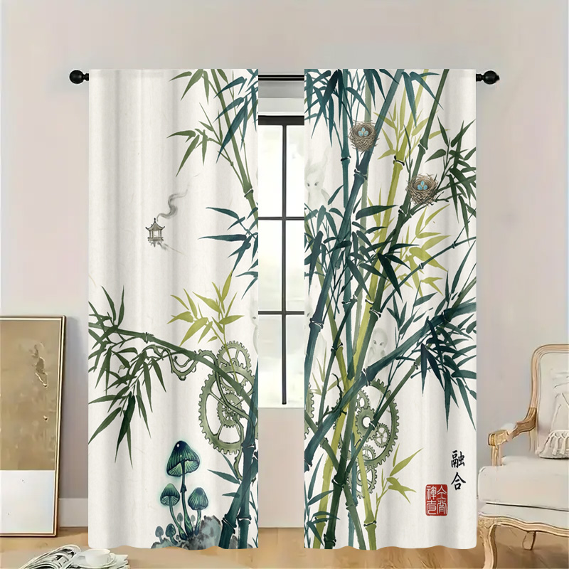 Decorative Bamboo Pattern Curt - đánh giá và giá Home Office Japandi