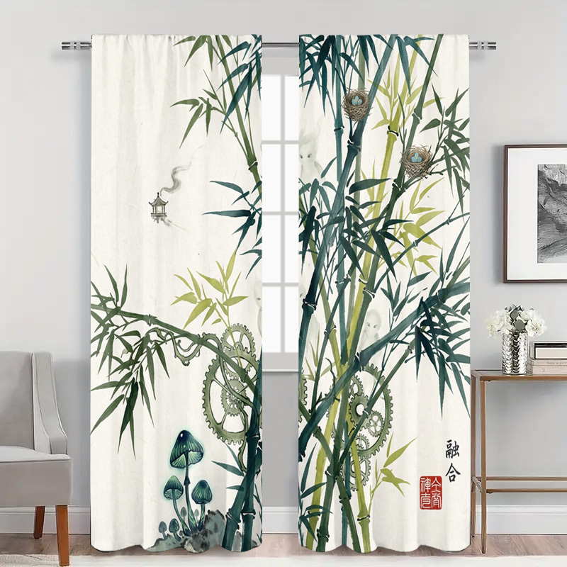 Decorative Bamboo Pattern Curt - đánh giá và giá Home Office Japandi
