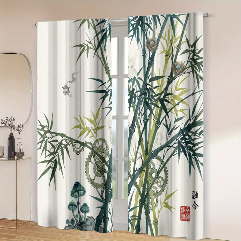 Decorative Bamboo Pattern Curt - đánh giá và giá Home Office Japandi