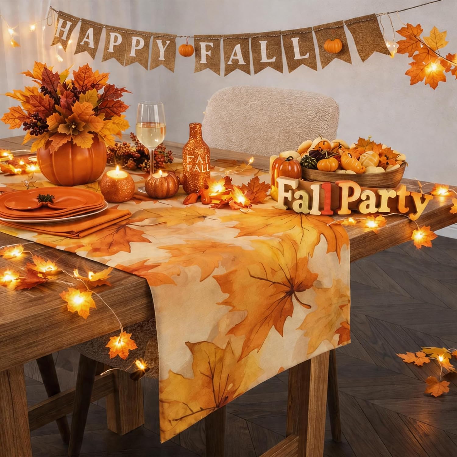 Fall Leaves Table Runner, Than - đánh giá và giá Home Office Backdrop