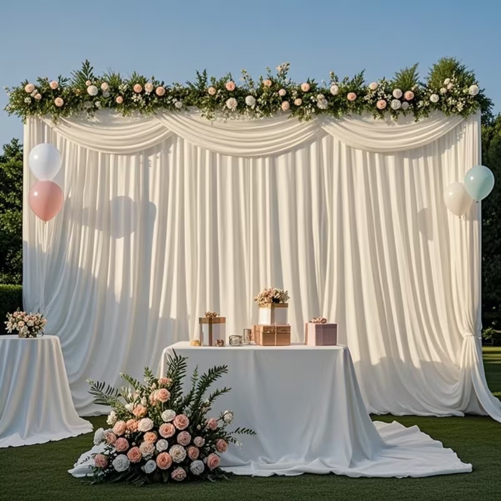 Satin Backdrop Curtain, Wrinkl - đánh giá và giá Home Office Backdrop