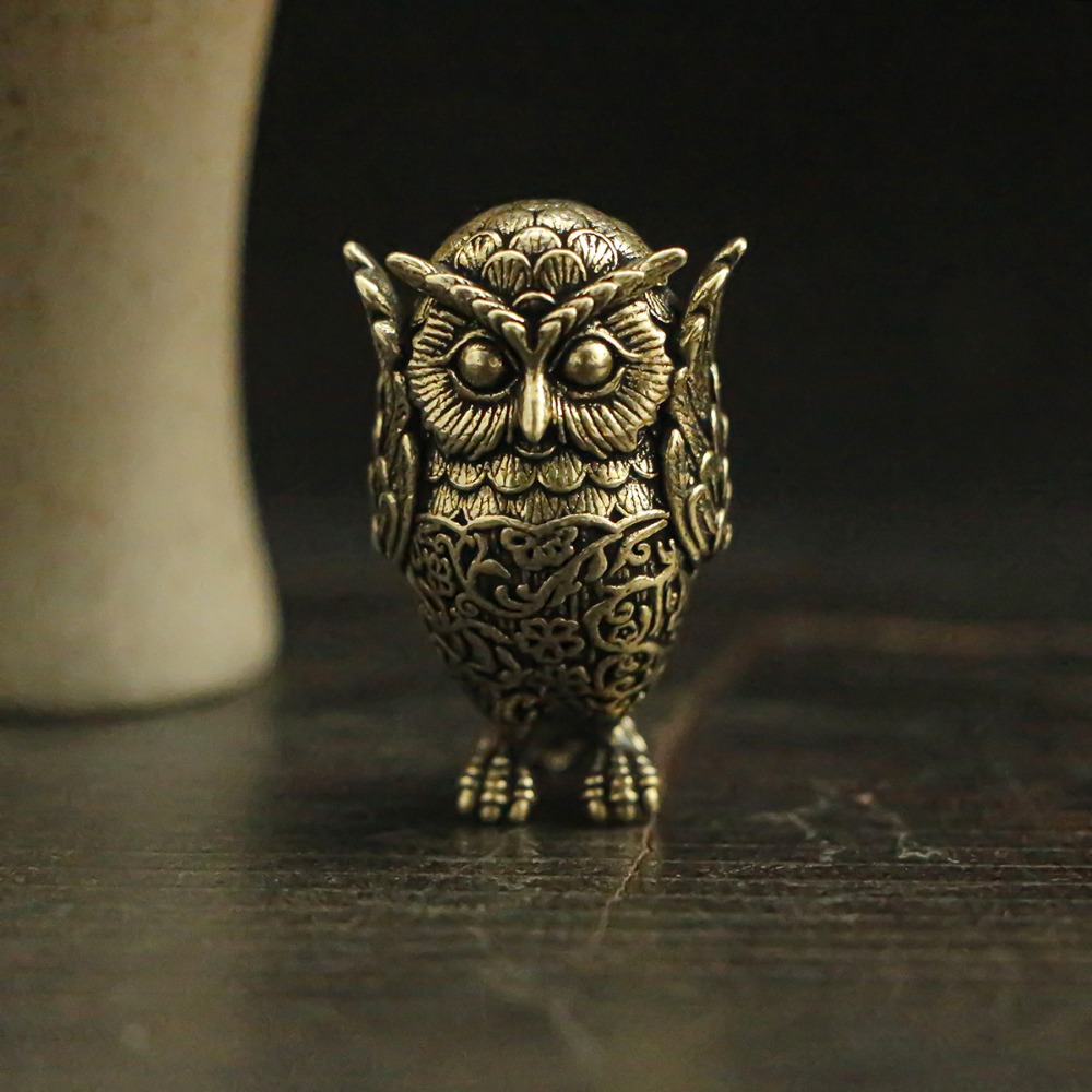 Vintage Solid Brass Owl Statue - đánh giá và giá Home Office With Bookshelves