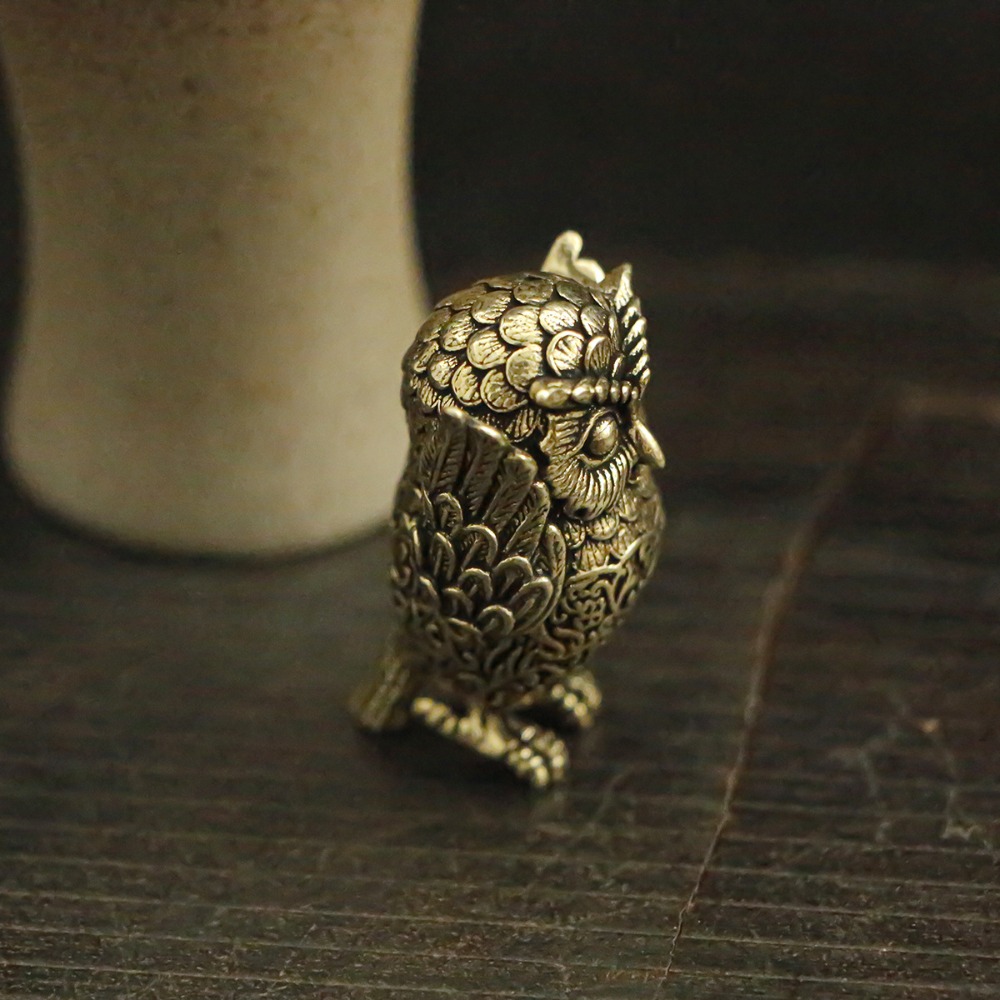 Vintage Solid Brass Owl Statue - đánh giá và giá Home Office With Bookshelves
