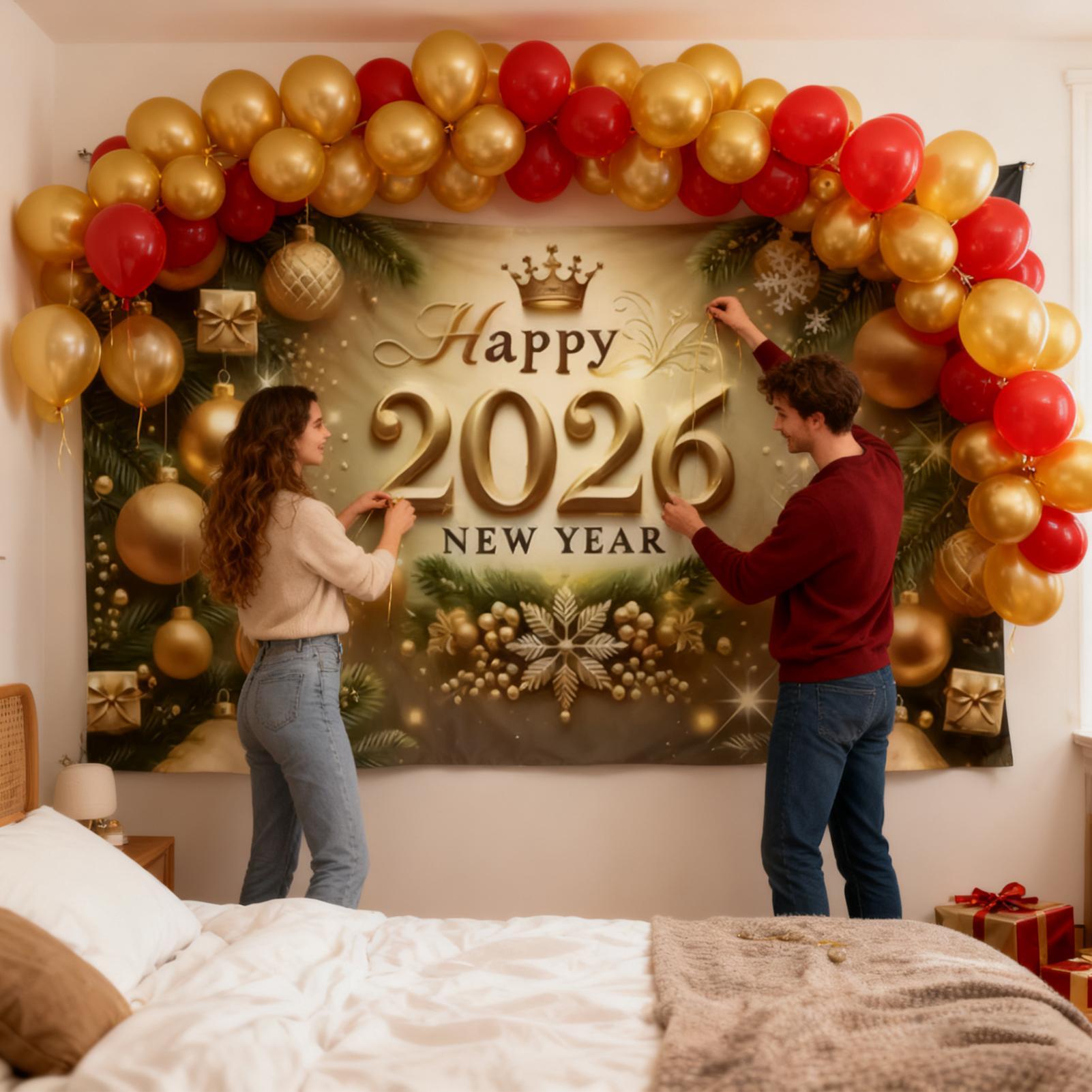 Happy New Year Banner 7x5 Ft G - đánh giá và giá Home Office Backdrop