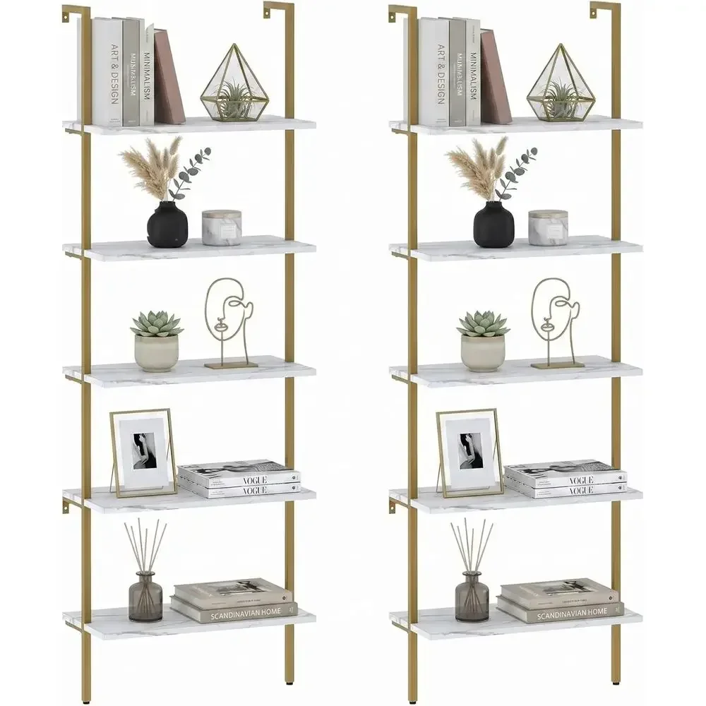 5-Tier White Marble Wall-Mount - đánh giá và giá Home Office With Bookshelves