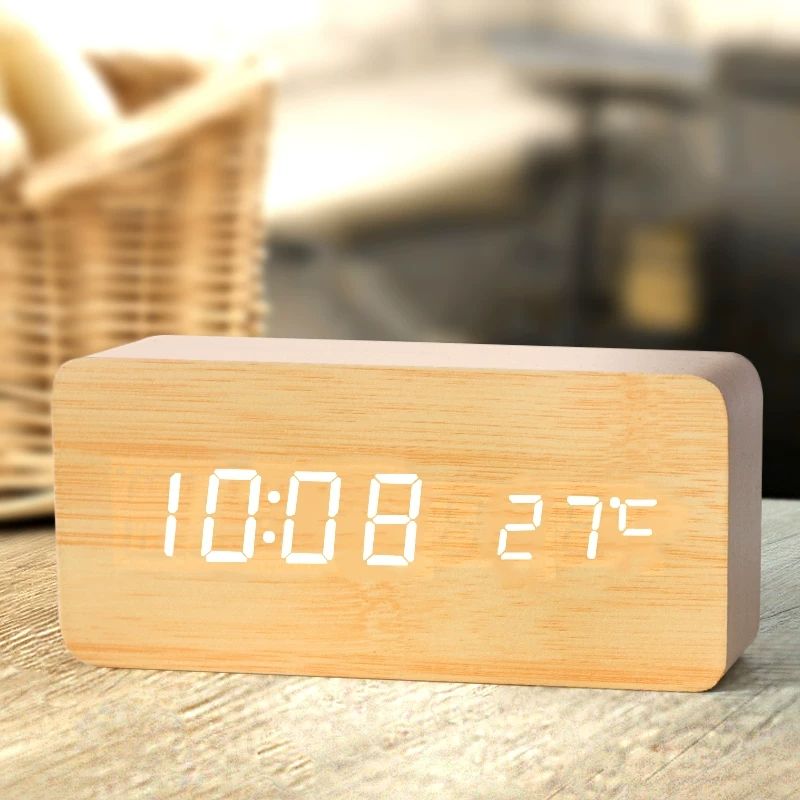 Wooden Digital Alarm Clock, LE - đánh giá và giá Led Desk Clock
