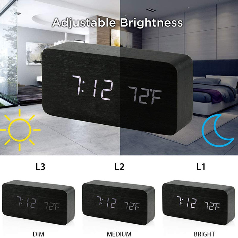 Wooden Digital Alarm Clock, LE - đánh giá và giá Led Desk Clock