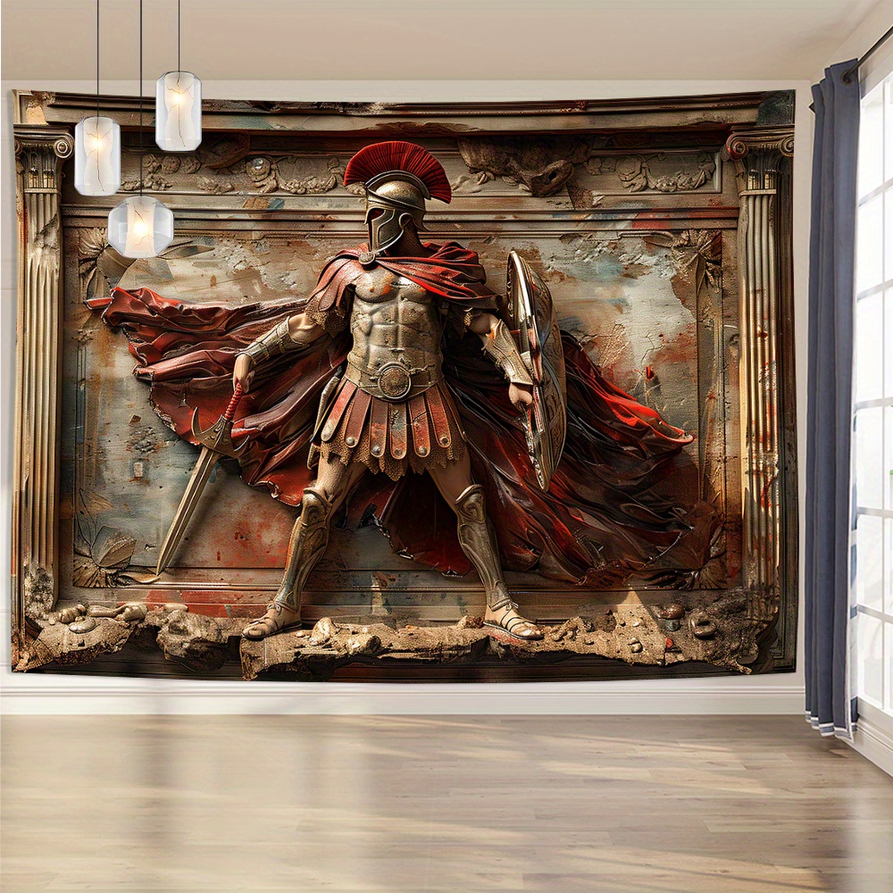 3D Spartan Warrior Tapestry Wa - đánh giá và giá Home Office Backdrop