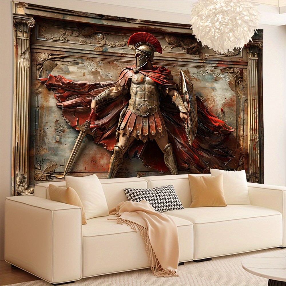 3D Spartan Warrior Tapestry Wa - đánh giá và giá Home Office Backdrop