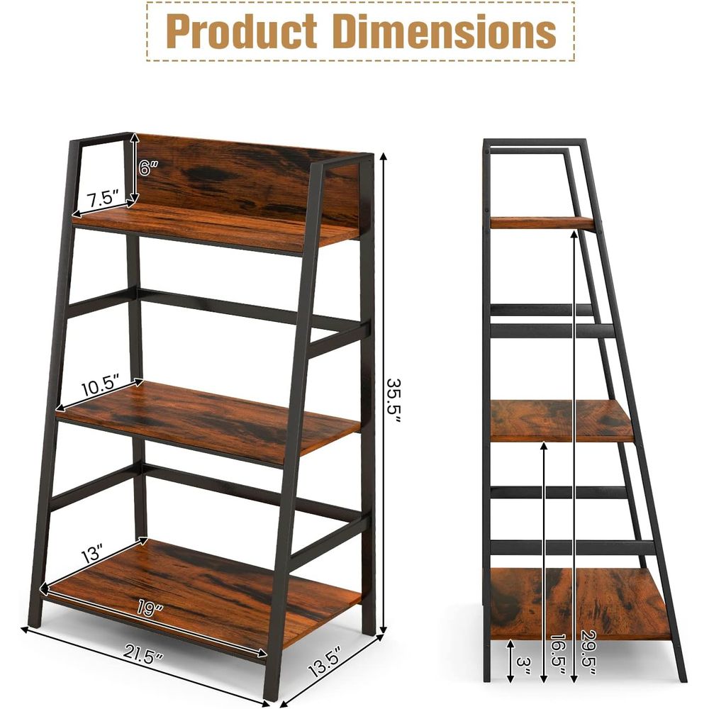 3-Tier Wooden Industrial Books - đánh giá và giá Home Office With Bookshelves