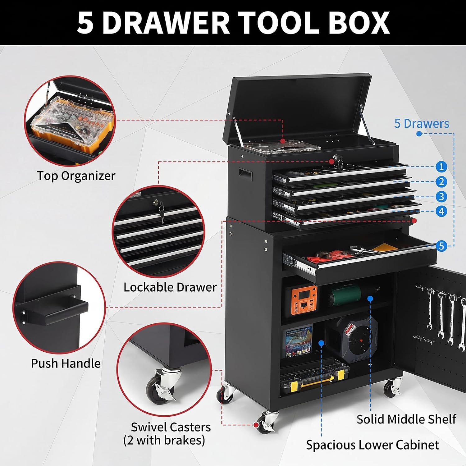 5 Drawer Rolling Tool Cabinet  - đánh giá và giá Rolling File Cart