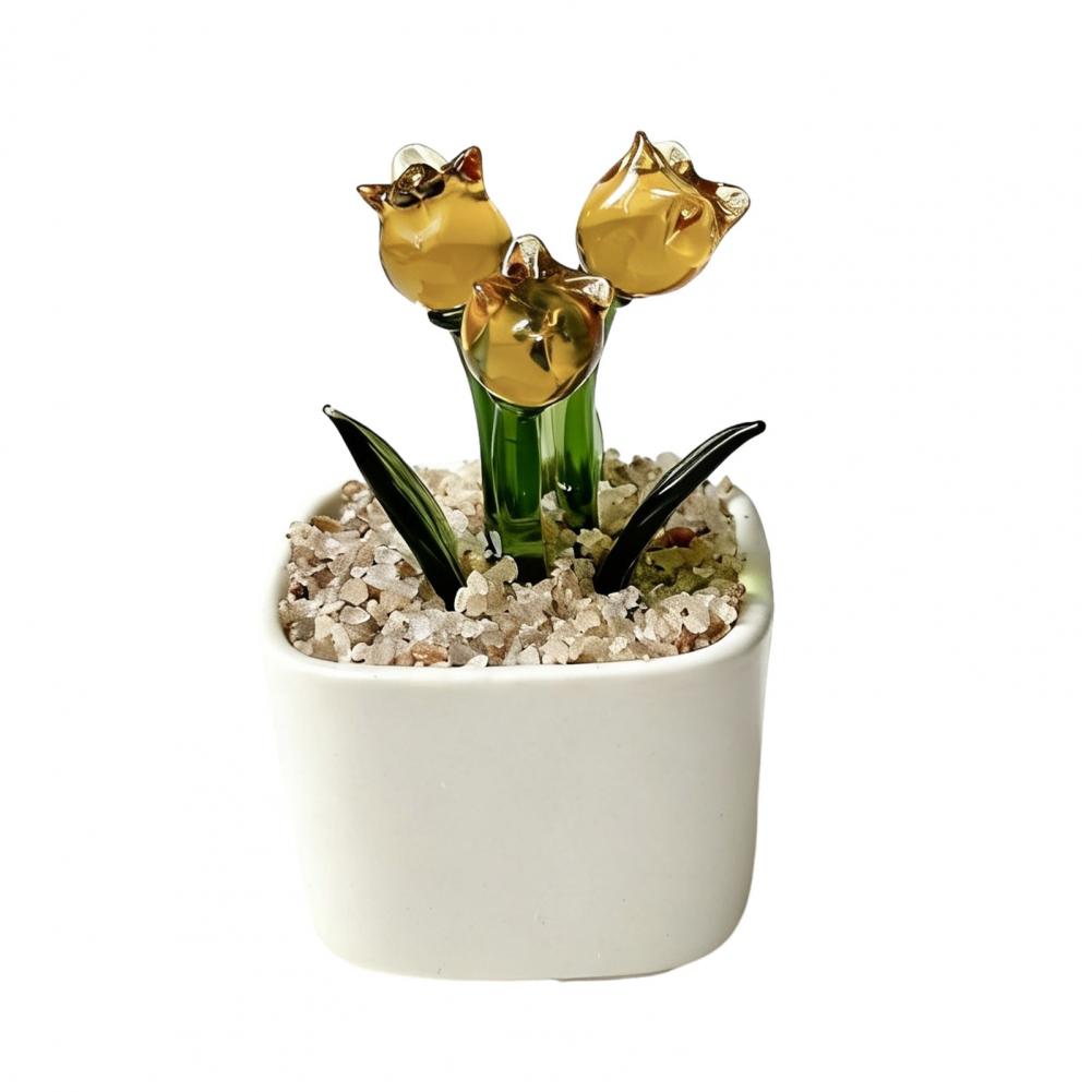 Mini Potted Glass Flower Decor - đánh giá và giá Home Office With Bookshelves