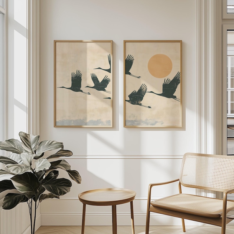 2pcs Japandi Flying Cranes Wal - đánh giá và giá Home Office Japandi