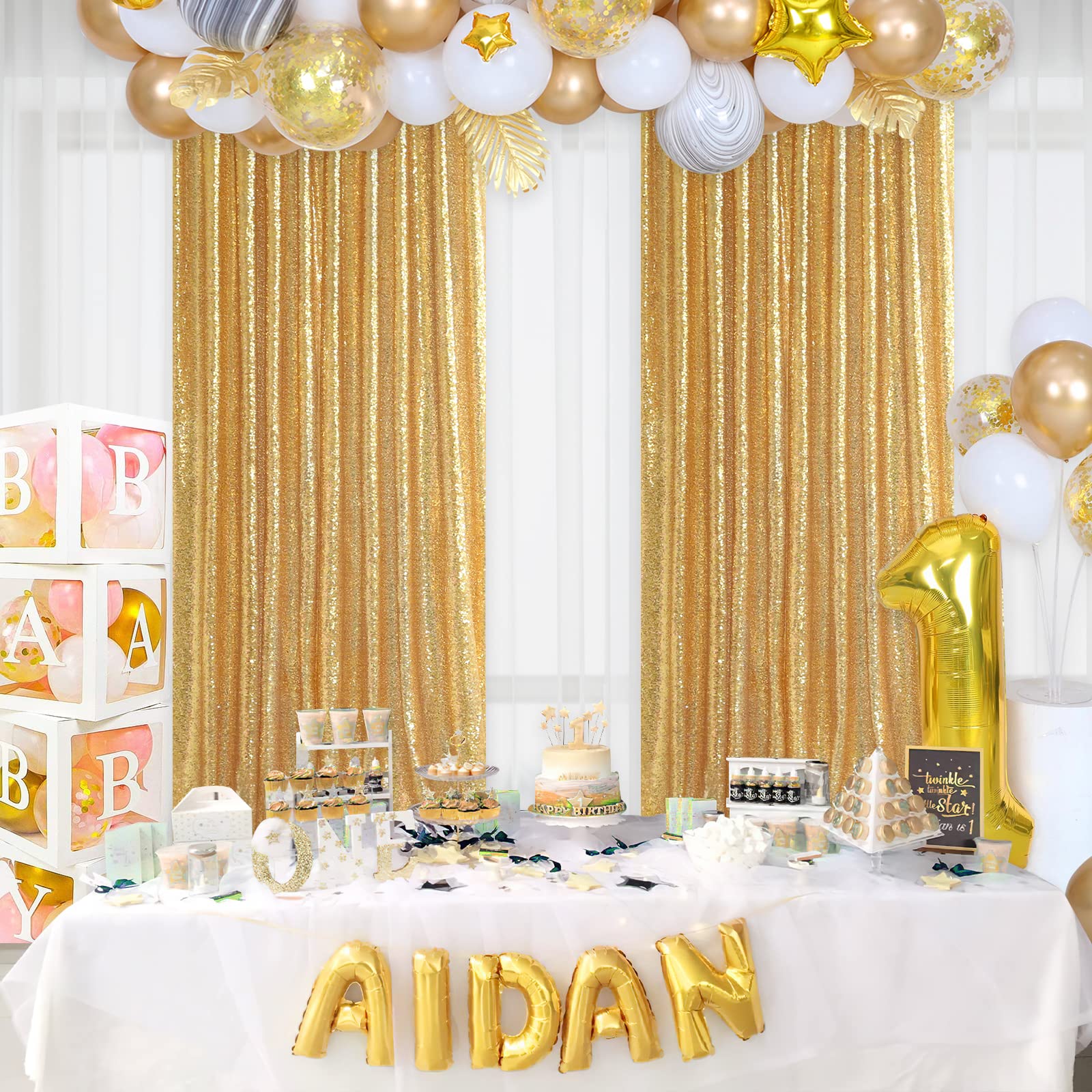 2PCS Gold Sequin Party Backdro - đánh giá và giá Home Office Backdrop