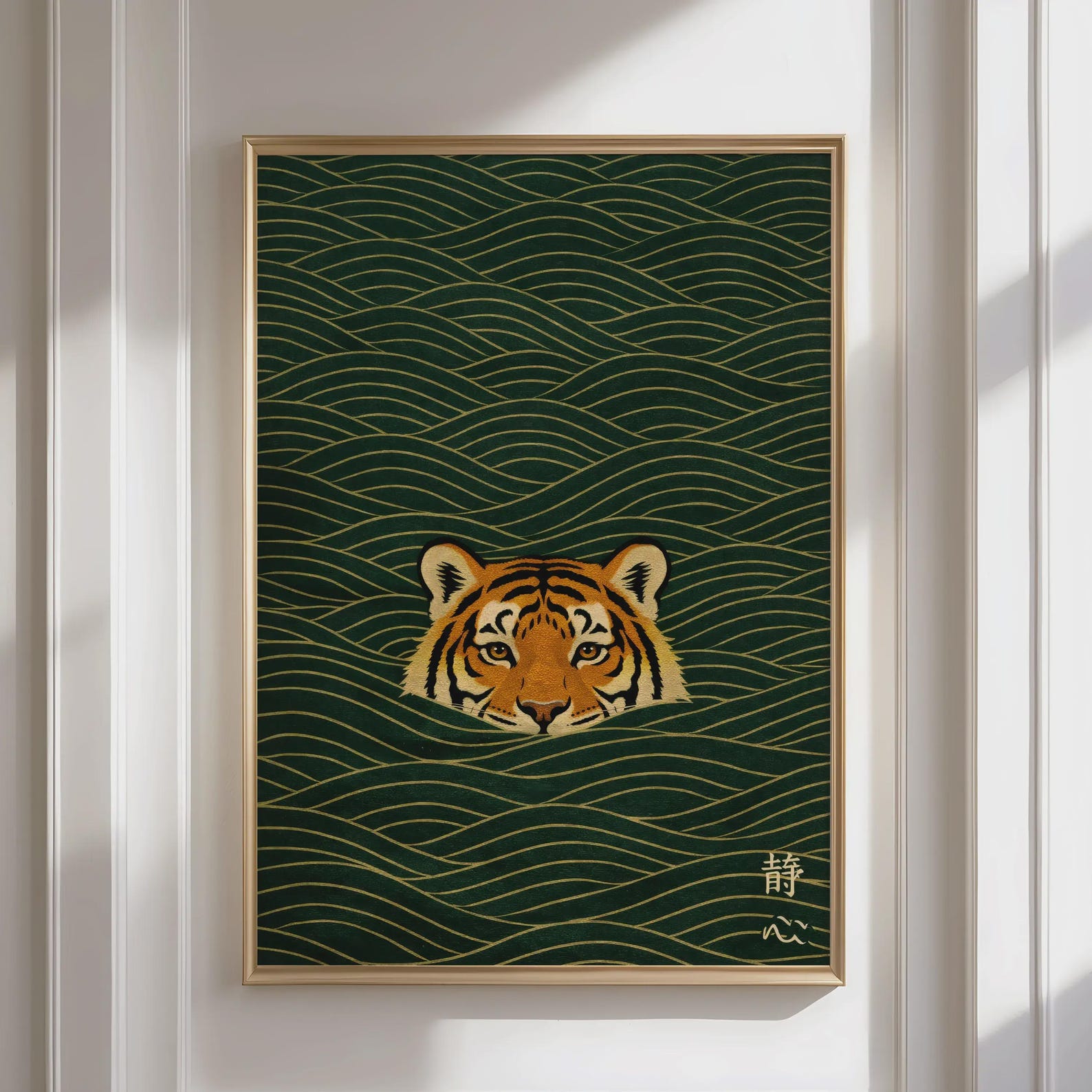 Japanese Ukiyo-e Swimming Tige - đánh giá và giá Home Office Japandi