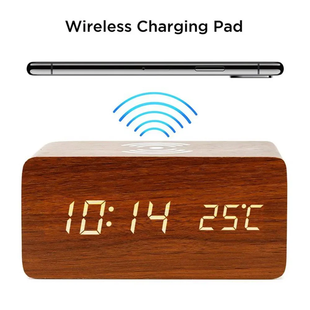 Alarm Clock LED Digital Wooden - đánh giá và giá Led Desk Clock