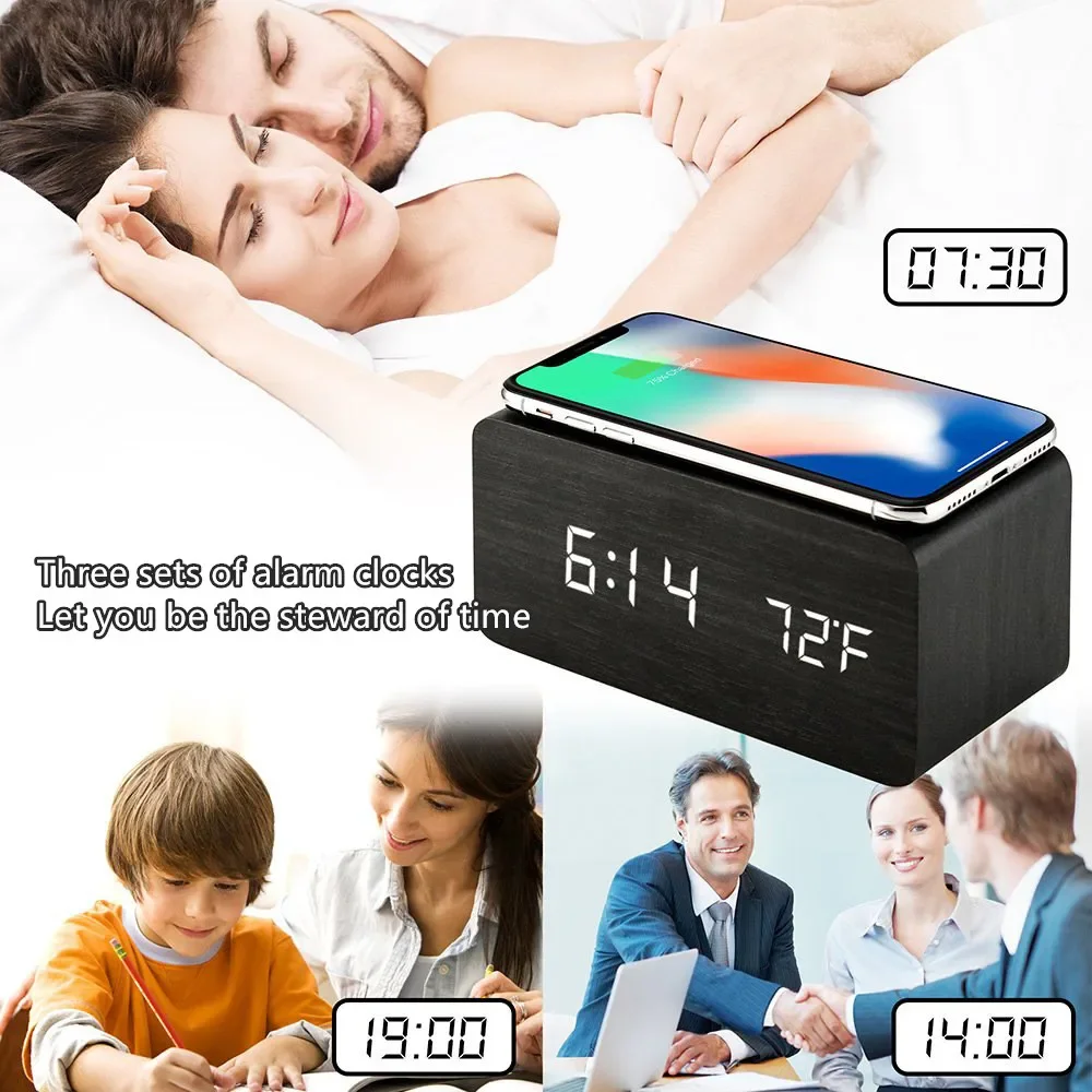 Alarm Clock LED Digital Wooden - đánh giá và giá Led Desk Clock