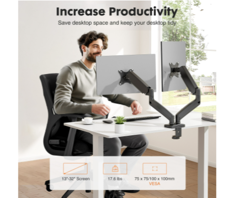 Dual Monitor Stand Arm, Gas Sp - đánh giá và giá Monitor Riser Stand