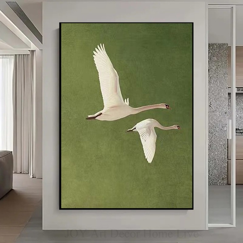 Two Flying Swans Realistic Fea - đánh giá và giá Home Office Backdrop