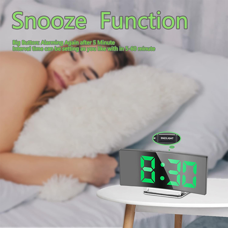 LED Digital Alarm Clock Curved - đánh giá và giá Led Desk Clock