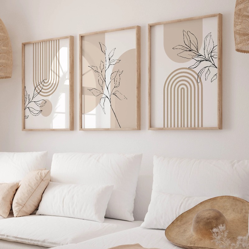 Neutral Wall Art Prints for Mo - đánh giá và giá Home Office Japandi